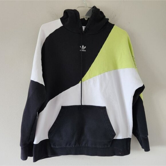 ADIDAS | Color Block Reflective Hoodie Black Pistachio Green Sz S - Picture 5 of 10